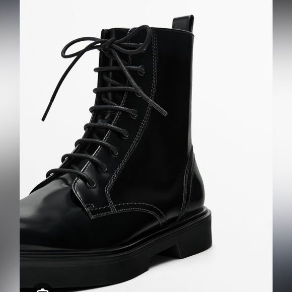 Massimo Dutti NWT black leather ankle boots - Picture 3 of 6